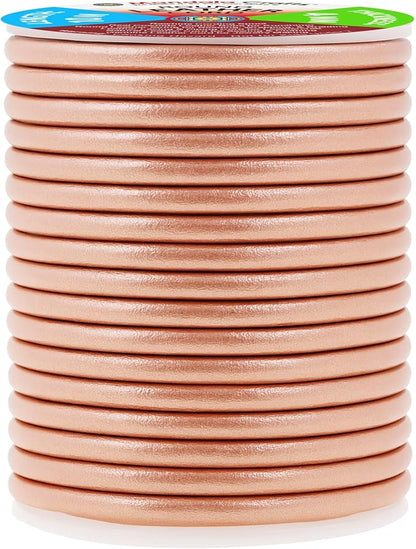 Mandala Crafts Round Genuine Rose Gold Leather Cord - Image 2
