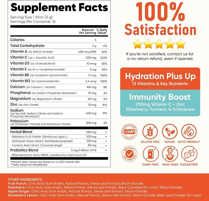 Venture Pal 2-in-1 Hydration + Immune Electrolytes Powder Packets - Image 8