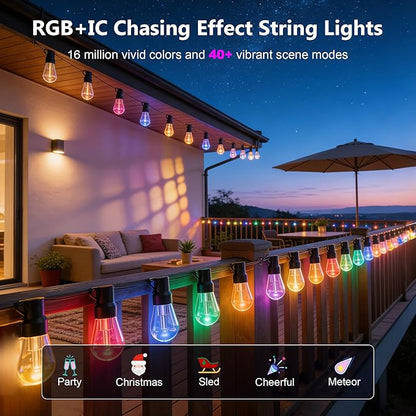 Beizelte Outdoor String Lights, 400FT RGB+IC Outside Light Dimmable - Image 3