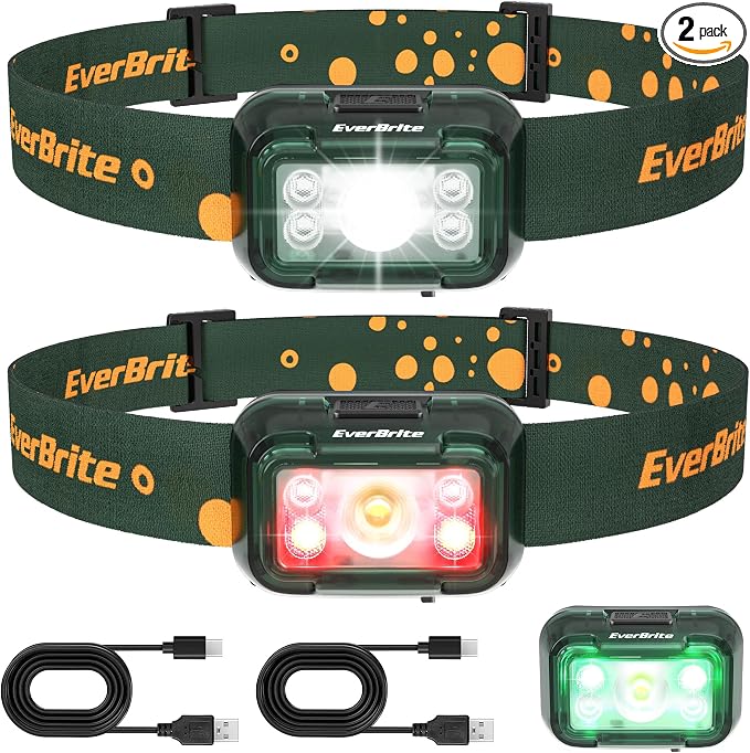 EverBrite Rechargeable Headlamp, 2 Pack Kids Headlamp by EverBrite
