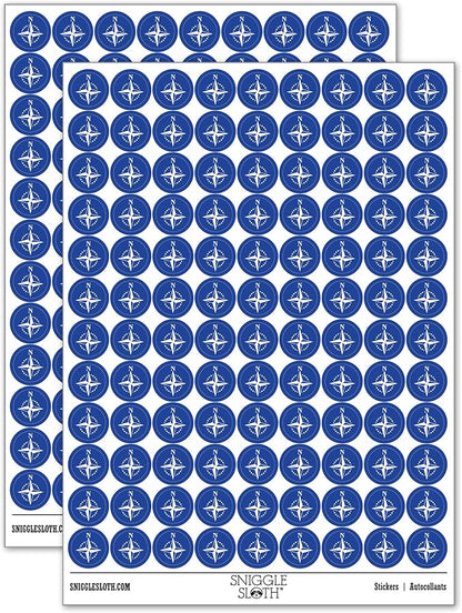 Compass Rose Nautical Star Navigation Map 200+ Round Stickers by Sniggle+Sloth