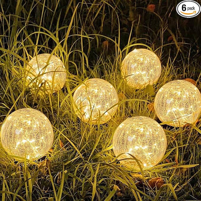 SyouHome Solar Garden Lights Outdoor Waterproof, 6 Pack LEDs Cracked Glass Ball by SyouHome