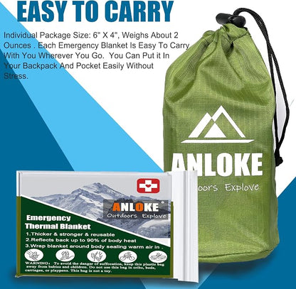 ANLOKE Emergency Blankets Mylar Thermal Blanket of Space Blanket 82" x62''. - Image 6
