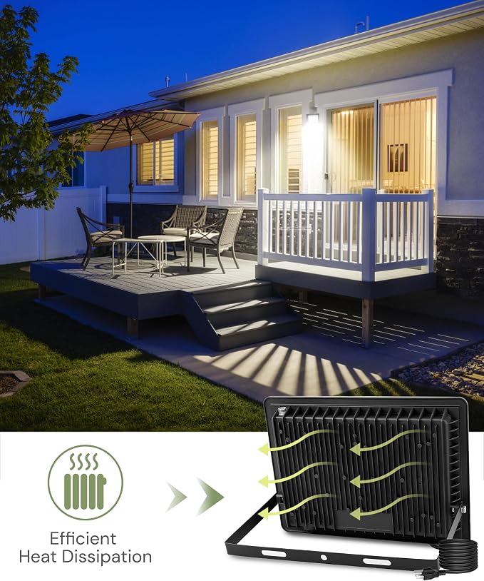 L LOHAS LED Flood Lights Outdoor, 150W Dusk to Dawn Outdoor Lighting, IP66 - Image 4