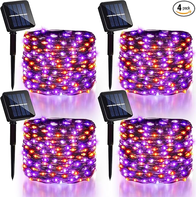 4 Pack Halloween Solar Fairy Lights 131.2Ft 400 LEDs Outdoor Twinkle Lights by Danhh