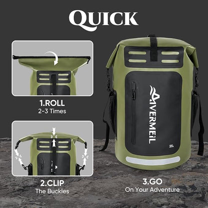 Waterproof Dry Bag with Waterproof Phone Case Green - Image 5