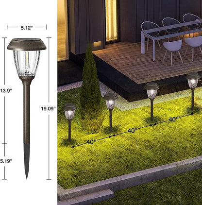 XMCOSY+ Solar Pathway Lights Outdoor, Glass & Stainless Steel Garden Lights - Image 5