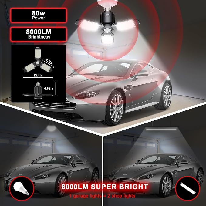 Motion Sensor Garage Light, 80W Motion Activated LED Shop Light - Image 5
