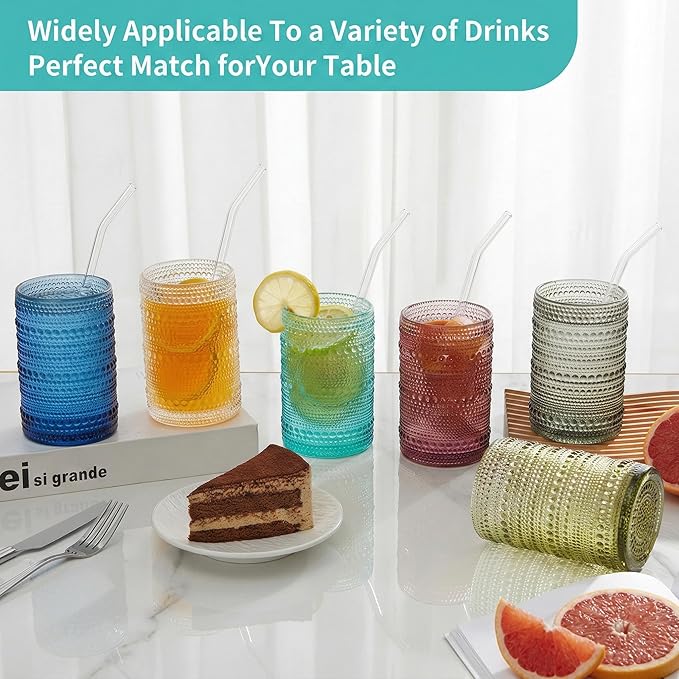 HomeVogue 15oz Colored Hobnail Drinking Glasses - Image 4