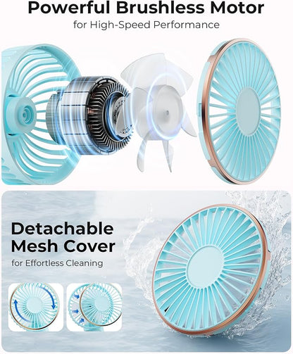 TUNISE Portable Handheld Fan, 180 Adjustable, 6 Speed Wind, USB Rechargeable - Image 3