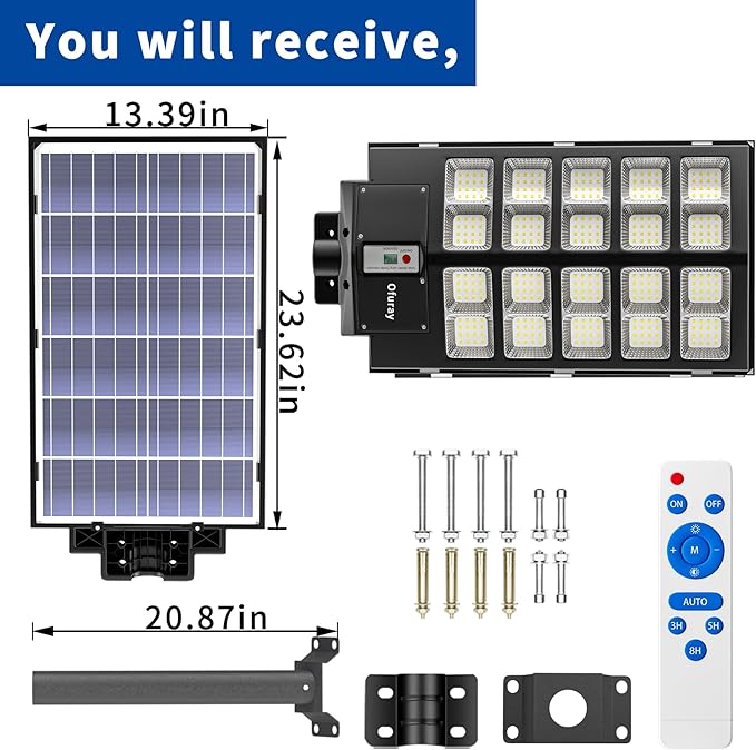 Ofuray Solar Street Lights Outdoor, Solar Security Flood Lights Parking Lot - Image 6