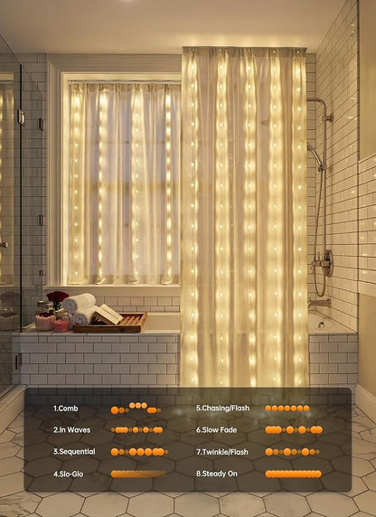 Brightown 180 LED Shower Curtain Lights, 70 Inch Warm White Fairy Lights - Image 4