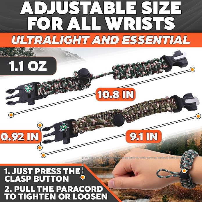 Paracord Bracelets for Men and Women – Adjustable Survival Paracord Bracelet - Image 2