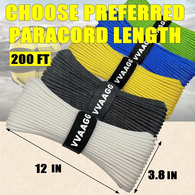VVAAGG 1000 White Paracord 200FT Utility Parachute Cord 4mm Nylon String12 - Image 4