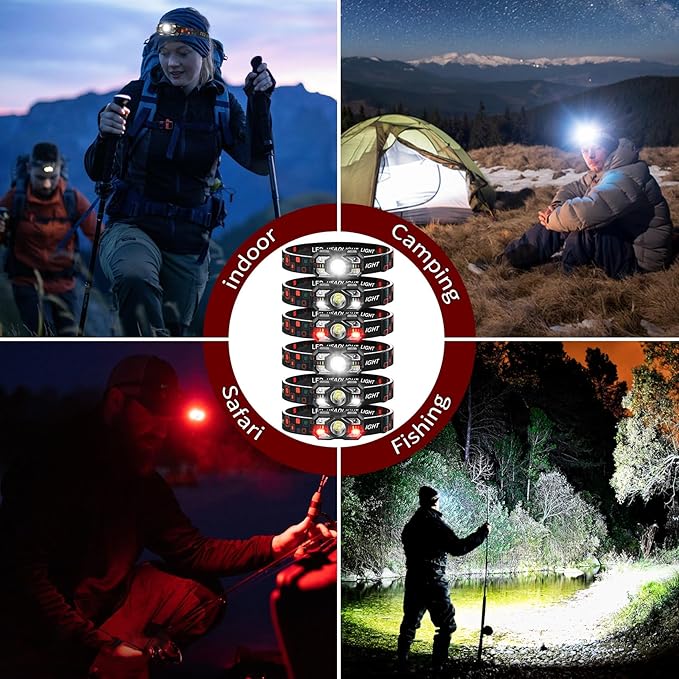 Headlamp Rechargeable 6Pack, 3000 Lumen Ultra-Light Bright Headlamp Flashlight - Image 6