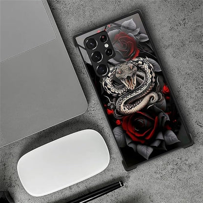 for Samsung Galaxy S22 Ultra Case, Entwined Rose Snake Pattern Graphic Design - Image 6