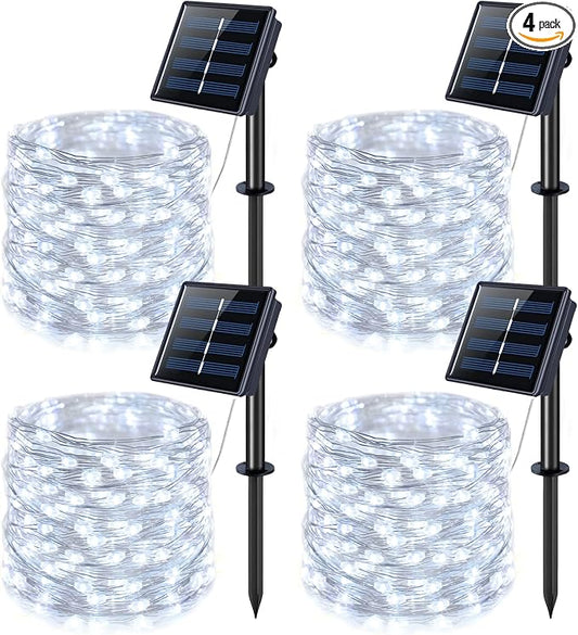 JMEXSUSS 4 Pack 100 LED Solar String Lights by JMEXSUSS