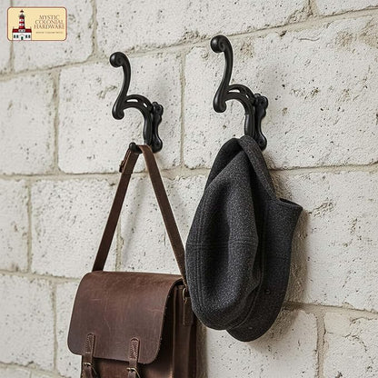 Mystic Colonial Rustic Cast Iron Wall Hooks Heavy Duty Vintage Utility Hooks - Image 3