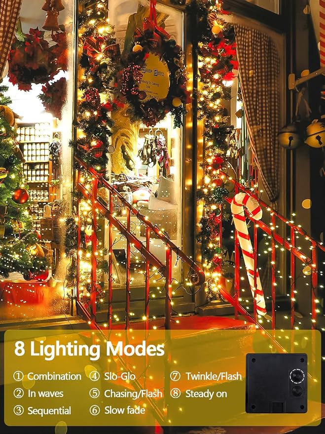 2 Pack Total 400 LED Solar Christmas Lights Outdoor, Solar String Lights - Image 3