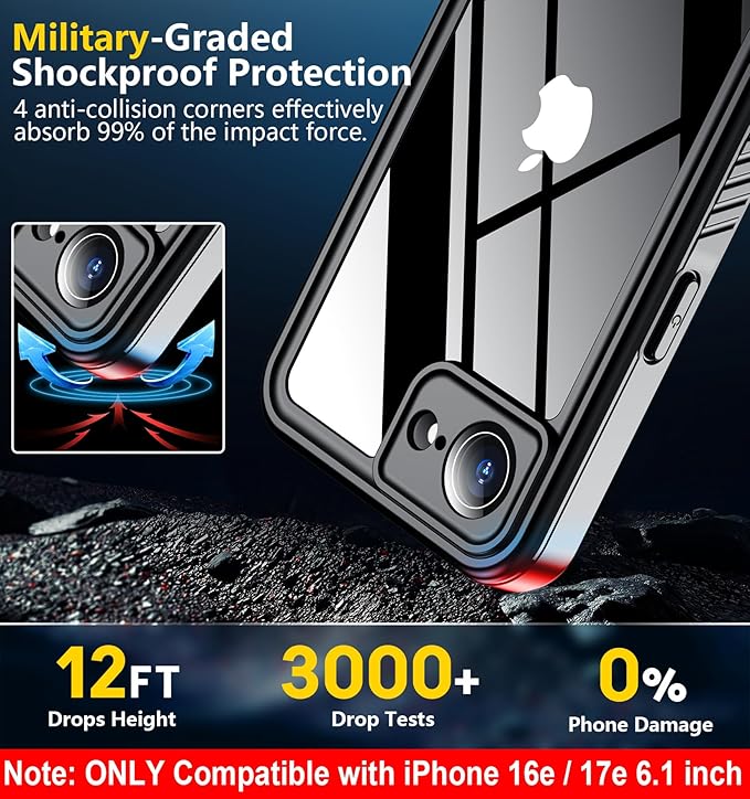SPIDERCASE for iPhone 16e Case/iPhone 17e Case Waterproof, Built-in Screen & - Image 5