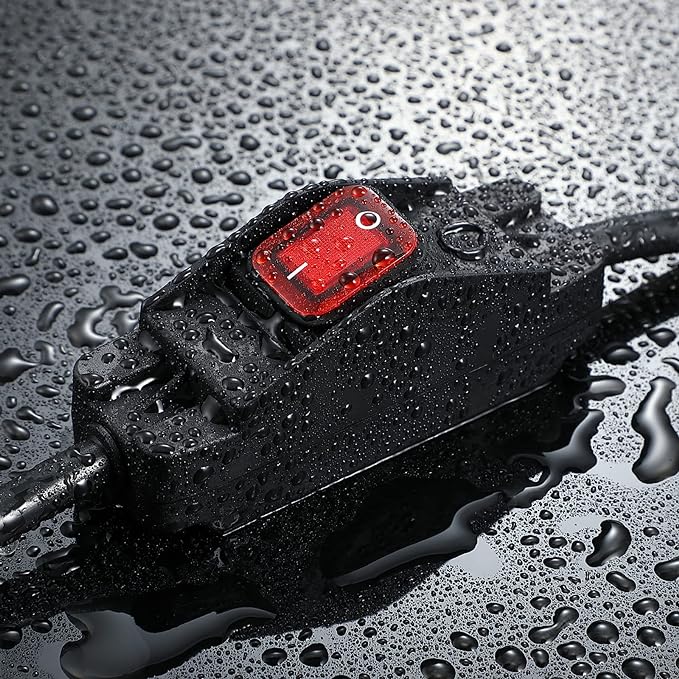 Outdoor Waterproof On/Off Switch Extension Cord, Heavy Duty 125v/250v Black - Image 4