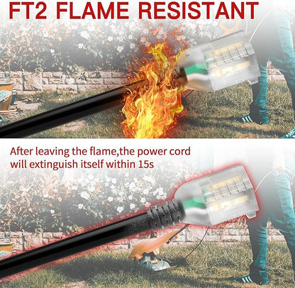 25 FT 12 Gauge Extension Cord Outdoor, Heavy Duty Weatherproof & Flame - Image 3