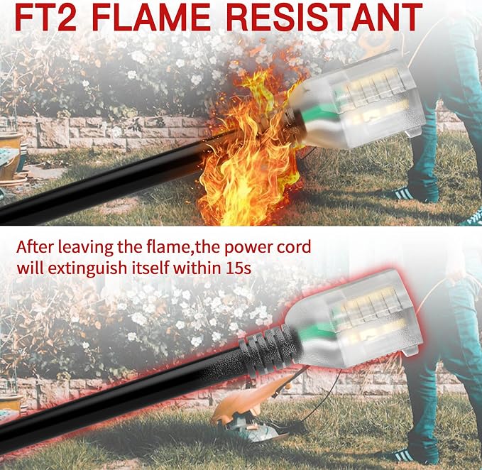 25 FT 14/3 Extension Cord Outdoor, Heavy Duty Weatherproof & Flame Retardant - Image 3