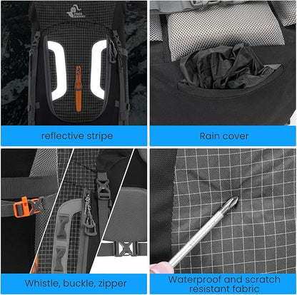 Bseash 80L Waterproof Hiking Camping Backpack - Image 6