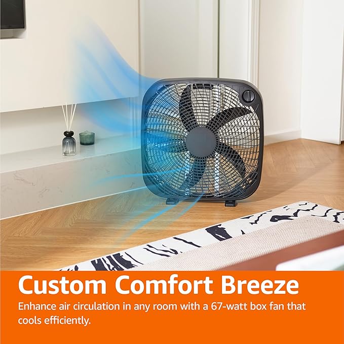 Amazon Basics 3-Speed Box Fan for Bedroom, Portable - Image 4