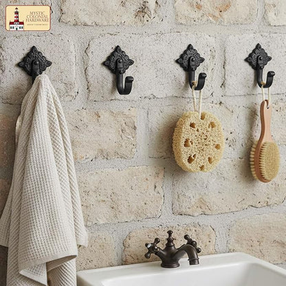 Mystic Colonial Rustic Cast Iron Wall Hooks Heavy Duty Vintage Utility Hooks - Image 5