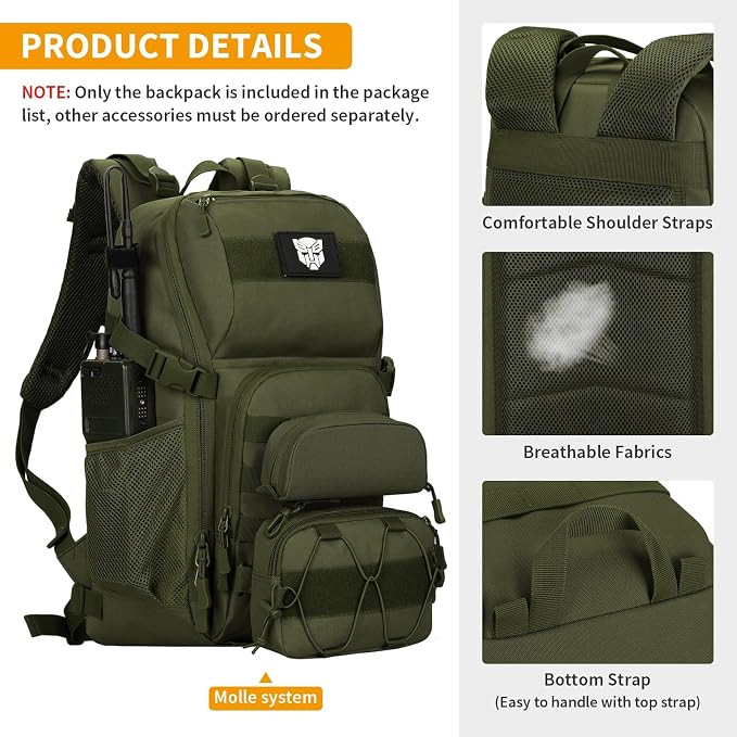 HUNTVP Tactical Backpack Military MOLLE Backpack Hunting Rucksack Gear Assault - Image 6