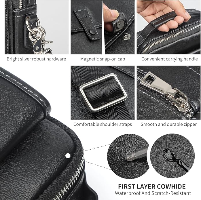 Augus Leather Small Messenger Bag - Image 4