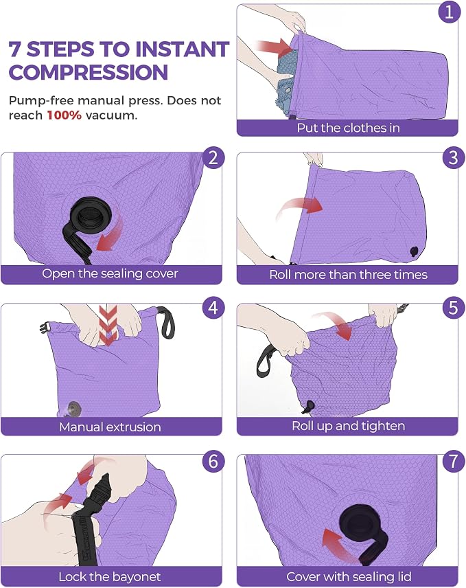 Travel Laundry Bag, Pump-free Vacuum Compression Dirty Clothes Bag, Medium - Image 5