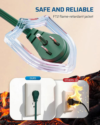 DEWENWILS 3 Outlet Flat Extension Cord Plug Christmas, 3FT 16/3 Awg Grounded - Image 5
