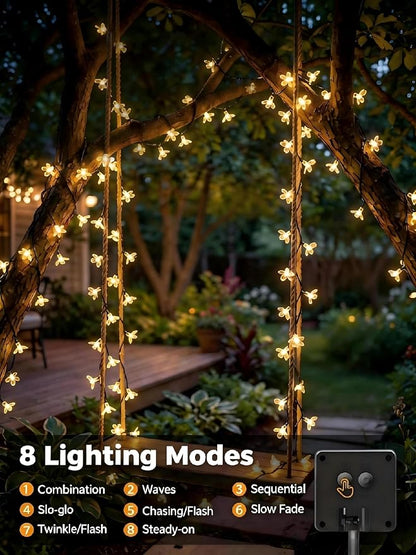 ITICdecor 2 Pack 50 LED Solar String Lights Outdoor Waterproof Flower Solar - Image 3