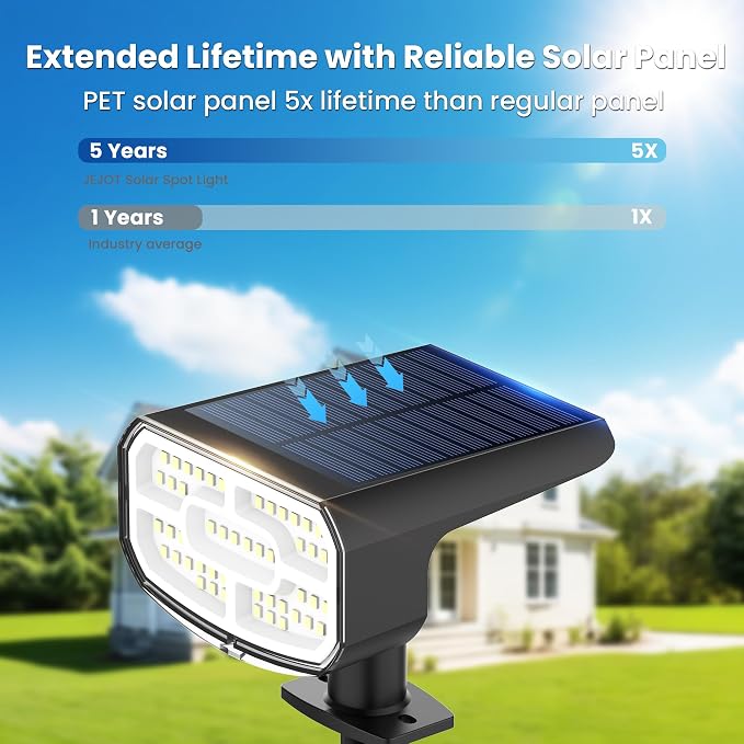 Solar Spot Lights Outdoor Waterproof IP65, 6 Pack, Cool Light, 2 Lighting Modes - Image 8