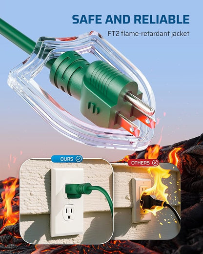 DEWENWILS Outdoor Extension Cord Multiple Outlets 45ft, Evenly Spaced 3 Outlets - Image 3