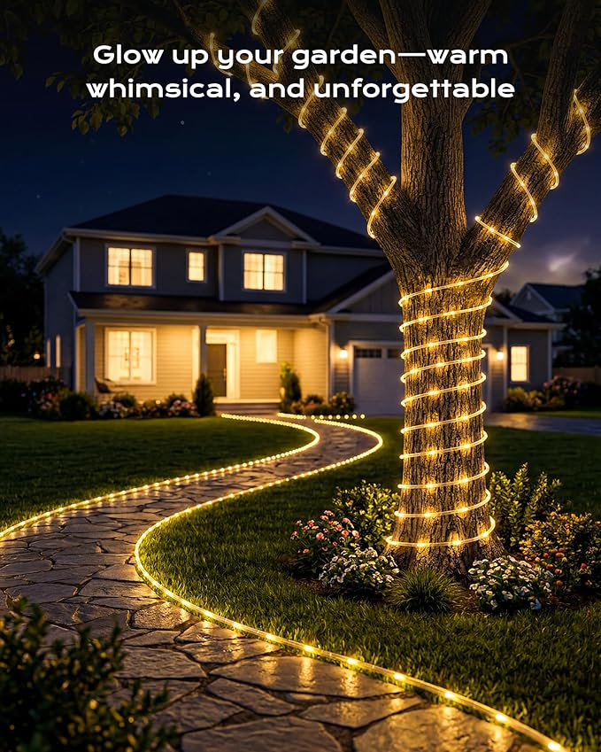 Brightown 2 Pack Solar Rope Lights, Total 78FT 200LED Warm White Solar String - Image 6