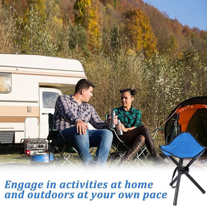 Small Travel Folding Camping Stool, 17 Inch Folding Outdoor Tripod Seats Blue - Image 6
