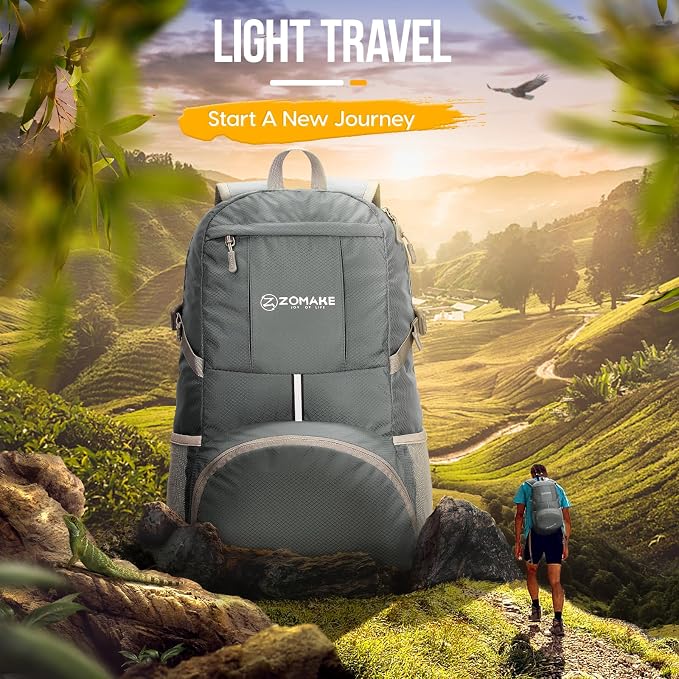 ZOMAKE Lightweight Packable Backpack 35L, Light Foldable Backpacks Water - Image 6