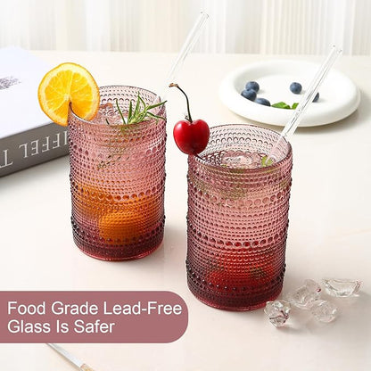 ZMOWIPDL Vintage Glassware Drinking Glasses Set of 6, 15 oz Hobnail Glass Cups - Image 4
