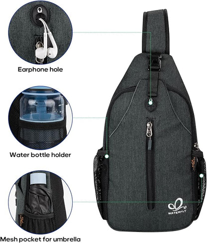 WATERFLY Crossbody Sling Backpack Sling Bag Travel Hiking Chest Bag Daypack - Image 5