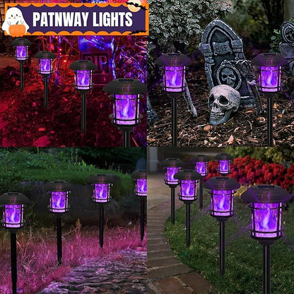 Dynaming 6 Pack Solar Flame Torch Lights Outdoor, Dual Use Flickering Purple - Image 5