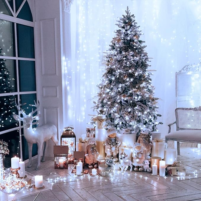 JMEXSUSS 300 LED Christmas Lights Clear Wire, 8 Modes White Christmas String - Image 5