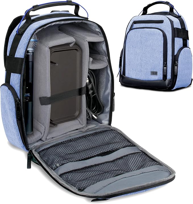 USA Gear Audio Equipment Backpack Fits Audio-Technica System 10, Shure BLX4 by USAGEAR