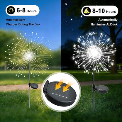Solar Garden Lights Outdoor, 4 Pack 120 LED Twinkling Firework Lights Decorative - Image 2