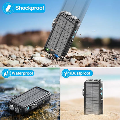 Emergency Radio&22000mAh Solar Power Bank, FM NOAA Weather Radio, Portable Hand - Image 8