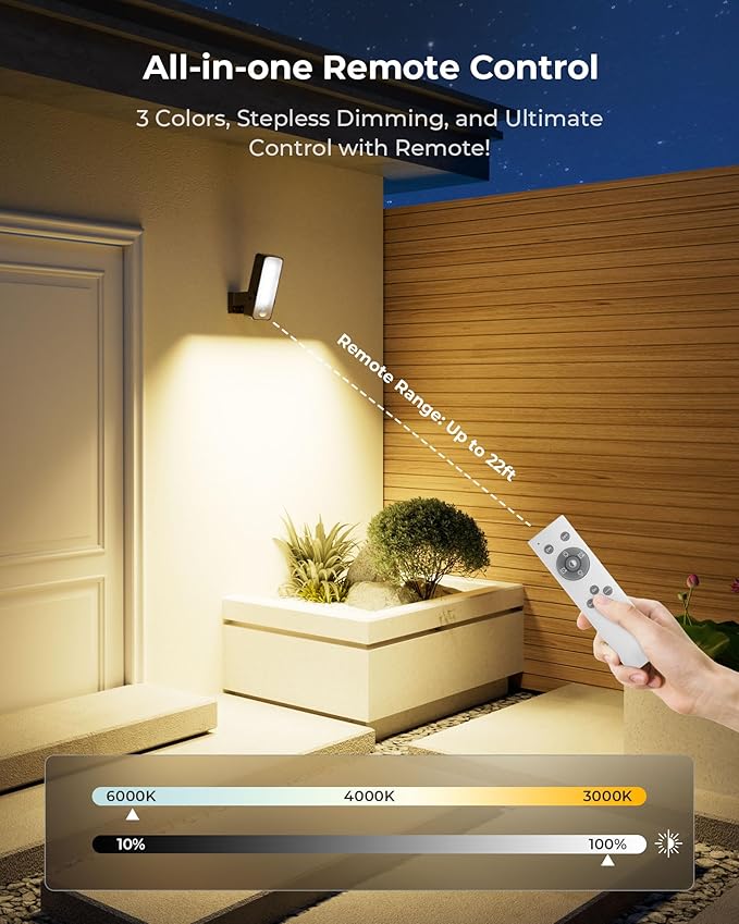 Motion Sensor Outdoor Light, 10000mAh Rechargeable Battery Operated Outdoor - Image 6
