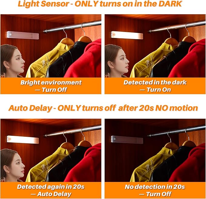 STAR-SPANGLED Under Cabinet Lighting Rechargeable, 8 inch Motion Sensor Lights - Image 5