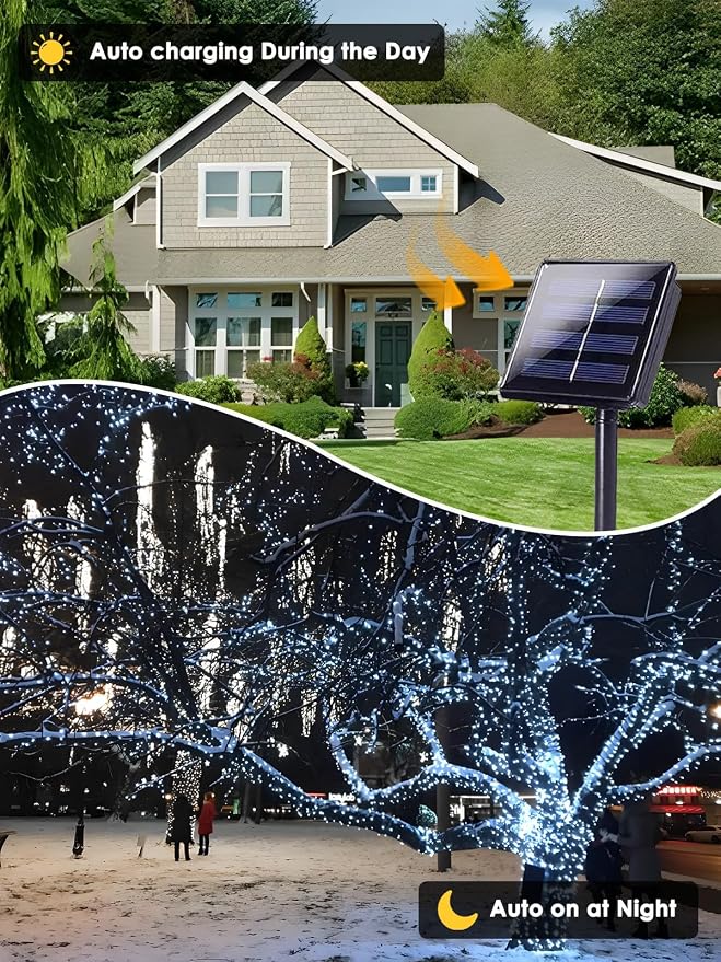 2 Pack 200 LED Solar String Lights - Image 2